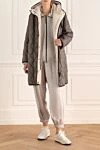 Parka made of polyester and fur gray for women Brunello Cucinelli - quilted surface. hood. polyester, natural fur. zipper. Country of manufacture: Italy. Care: specialized cleaning - photo 2