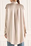 Beige silk shirt for women Brunello Cucinelli - contrasting buttons. buttons. 96% silk, 4% elastane. Country of manufacture: Italy. Care: specialized cleaning - photo 4
