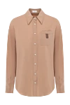 Brunello Cucinelli Silk shirt brown for women - one chest pocket. buttons. 100% silk. Country of manufacture: Italy. Care: specialized cleaning - photo 1