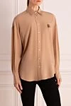Brunello Cucinelli Silk shirt brown for women - one chest pocket. buttons. 100% silk. Country of manufacture: Italy. Care: specialized cleaning - photo 3