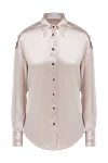 Brunello Cucinelli Beige silk shirt for women - contrasting buttons. buttons. 96% silk, 4% elastane. Country of manufacture: Italy. Care: specialized cleaning - photo 1