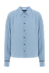 Brunello Cucinelli Blue silk shirt for women - contrasting buttons, folds. buttons. 100% silk. Country of manufacture: Italy. Care: specialized cleaning - photo 1
