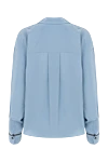 Blue silk shirt for women Brunello Cucinelli - contrasting buttons, folds. buttons. 100% silk. Country of manufacture: Italy. Care: specialized cleaning - photo 6