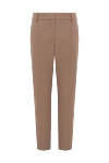 Brunello Cucinelli Brown cotton pants for women - 97% cotton, 3% elastane. button, zipper. two side pockets, two back pockets. Country of manufacture: Italy. Care: specialized cleaning - photo 1