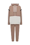 Brunello Cucinelli Walking suit made of cotton beige for women - contrasting inserts, sewn hood. four pockets. 100% cotton. zipper. Country of manufacture: Italy. Care: specialized cleaning - photo 1