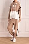 Walking suit made of cotton beige for women Brunello Cucinelli - contrasting inserts, sewn hood. four pockets. 100% cotton. zipper. Country of manufacture: Italy. Care: specialized cleaning - photo 2
