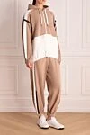 Brunello Cucinelli Walking suit made of cotton beige for women - contrasting inserts, sewn hood. four pockets. 100% cotton. zipper. Country of manufacture: Italy. Care: specialized cleaning - photo 3