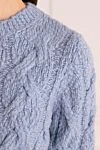 Casheart Blue jumper for women - textured knitwear. 68% wool, 22% polyamide, 10% cashmere. Country of manufacture: Italy. Care: specialized cleaning - photo 5