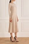 D.Exterior Beige wool and polyester dress for women - pleated, textured surface. 88% wool, 12% polyester. Country of manufacture: Italy. Care: specialized cleaning - photo 3