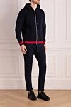 Kiton Walking suit made of cotton for men blue - red edging. hood. 100% cotton. zipper, drawstring. two side. Country of manufacture: Italy. Care: specialized cleaning - photo 3