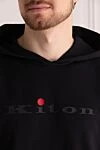 Kiton Hoodie made of cotton and elastane black men's - hood. 89% cotton, 11% elastane. Country of manufacture: Italy. Care: specialized cleaning - photo 5