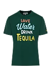 MC2 Saint Barth Темно-зелена бавовняна футболка з яскравим написом Save Water Drink Tequila (уцінка) - 100% бавовна. Країна виробник: Італія. Догляд: спеціалізоване чищення - фото 1