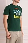 MC2 Saint Barth Темно-зелена бавовняна футболка з яскравим написом Save Water Drink Tequila (уцінка) - 100% бавовна. Країна виробник: Італія. Догляд: спеціалізоване чищення - фото 3