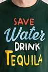 MC2 Saint Barth Темно-зелена бавовняна футболка з яскравим написом Save Water Drink Tequila (уцінка) - 100% бавовна. Країна виробник: Італія. Догляд: спеціалізоване чищення - фото 5