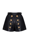 Balmain Black leather shorts for women - zipper. Decoration: gold-plated buttons. 100% genuine leather. Country of manufacture: Italy. Care: specialized cleaning - photo 1