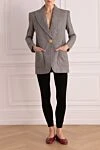 Gray wool jacket for women Balmain - checkered pattern. two front pockets. 100% wool. Fastener: gold-plated button. Country of manufacture: Italy. Care: specialized cleaning - photo 2