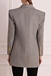 Gray wool jacket for women Balmain - checkered pattern. two front pockets. 100% wool. Fastener: gold-plated button. Country of manufacture: Italy. Care: specialized cleaning - photo 4