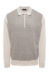 Cesare di Napoli Long sleeve cashmere and silk polo for men beige - graphic pattern. 70% cashmere, 30% silk. Country of manufacture: Italy. Care: specialized cleaning - photo 1