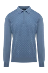 Cesare di Napoli Long sleeve cashmere and silk polo shirt for men blue - graphic pattern. 70% cashmere, 30% silk. Country of manufacture: Italy. Care: specialized cleaning - photo 1