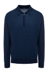 Cesare di Napoli Long-sleeved cashmere and silk polo for men blue - graphic pattern. 70% cashmere, 30% silk. Country of manufacture: Italy. Care: specialized cleaning - photo 1