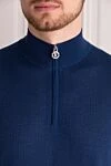 Stefano Ricci Тройер із тонкої вовни з фактурним візерунком чоловічий синій - 70% кашемір, 30% шовк. блискавка. Країна виробник: Італія. Догляд: спеціалізоване чищення - фото 5