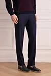 Stefano Ricci Брюки мужские из шерсти синие - 100% шерсть. Страна производитель: Италия. Уход: специализированная чистка - фото 3