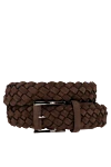 Cesare di Napoli Suede belt for men brown - woven leather. 100% suede. Country of manufacture: Italy. Care: specialized cleaning - photo 1