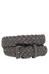 Cesare di Napoli Men's gray suede belt - woven leather. 100% suede. Country of manufacture: Italy. Care: specialized cleaning - photo 1