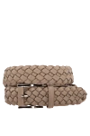 Cesare di Napoli Men's leather belt, beige - woven leather. 100% genuine leather. Country of manufacture: Italy. Care: specialized cleaning - photo 1