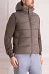 Moorer Beige men's vest - hood. 90% wool, 5% cashmere, 5% polyurethane. zipper, buttons. side welt pockets. Country of manufacture: Italy. Care: specialized cleaning - photo 3