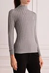 Peserico Gray jumper for women - striped texture. 78% wool, 21% viscose, 1% polyamide. Country of manufacture: Italy. Care: specialized cleaning - photo 3