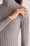 Peserico Gray jumper for women - striped texture. 78% wool, 21% viscose, 1% polyamide. Country of manufacture: Italy. Care: specialized cleaning - photo 5