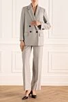 Women's gray trouser suit Peserico - Composition: 92% wool, 4% polyamide, 3% polyester, 1% elastane. Pockets: four pockets. Fastening: buttons, zipper. Country of manufacture: Italy. Care: specialized cleaning - photo 2