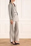 Peserico Women's gray trouser suit - Composition: 92% wool, 4% polyamide, 3% polyester, 1% elastane. Pockets: four pockets. Fastening: buttons, zipper. Country of manufacture: Italy. Care: specialized cleaning - photo 3