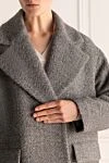 Peserico Gray coat for women - classic collar. 45% alpaca, 38% wool, 14% polyamide, 3% lurex. hidden buttons. two pockets. Country of manufacture: Italy. Care: specialized cleaning - photo 5