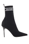 Balmain Black polyester and elastane shoes for women - logo. 70% polyester, 30% elastane. Heel height: 9.5 cm. Country of manufacture: Italy. Care: specialized cleaning - photo 1