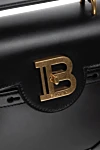 Balmain Сумка зі шкіри чорна жіноча - позолочений логотип та металеві елементи. поворотний замок. натуральна шкіра. Країна виробник: Франция. Догляд: спеціалізоване чищення - фото 5