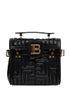 Balmain Сумка зі шкіри чорна жіноча - позолочений логотип та металеві елементи, тиснення монограми. поворотний замок. натуральна шкіра. Країна виробник: Італія. Догляд: спеціалізоване чищення - фото 1