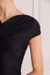 The Andamane Black polyamide and elastane dress for women - seam, pleats, V-neck. 90% polyamide, 10% elastane. Country of manufacture: Italy. Care: specialized cleaning - photo 5