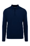 Loro Piana Polo with long sleeves made of wool blue for men - 100% wool. Country of manufacture: Italy. Care: specialized cleaning - photo 1