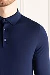 Loro Piana Polo with long sleeves made of wool blue for men - 100% wool. Country of manufacture: Italy. Care: specialized cleaning - photo 5