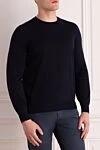 Brunello Cucinelli Long sleeve wool and cashmere sweater blue for men - 10% cashmere, 90% wool. Country of manufacture: Italy. Care: specialized cleaning - photo 3