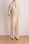 Brunello Cucinelli Walking suit made of cotton beige for women - hood. four pockets. 98% cotton, 2% elastane. zipper, drawstring. Country of manufacture: Italy. Care: specialized cleaning - photo 3