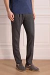 Brunello Cucinelli Брюки из шерсти мужские серые - защипы . 100% шерсть. кулиска. Страна производитель: Италия. Уход: специализированная чистка - фото 3