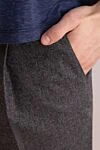 Brunello Cucinelli Брюки из шерсти мужские серые - защипы . 100% шерсть. кулиска. Страна производитель: Италия. Уход: специализированная чистка - фото 5