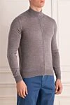 Cesare di Napoli Gray wool cardigan for men - 100% wool. Closure: zipper. Country of manufacture: Italy. Care: specialized cleaning - photo 3