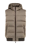 Moorer Beige polyamide vest for men - hood. 100% polyamide. Closure: zipper. side welt pockets. Insulation: down. Country of manufacture: Italy. Care: specialized cleaning - photo 1