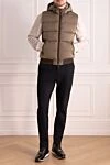 Beige polyamide vest for men Moorer - hood. 100% polyamide. Closure: zipper. side welt pockets. Insulation: down. Country of manufacture: Italy. Care: specialized cleaning - photo 2