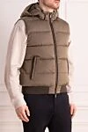 Moorer Beige polyamide vest for men - hood. 100% polyamide. Closure: zipper. side welt pockets. Insulation: down. Country of manufacture: Italy. Care: specialized cleaning - photo 3