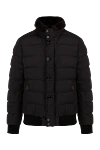 Moorer Men's black down jacket made of polyamide - fur collar. 100% polyamide. zipper, snaps, buttons. two side pockets. Insulation: down. Country of manufacture: Italy. Care: specialized cleaning - photo 1